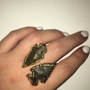 Anthropologie gold plated arrow head ring boho